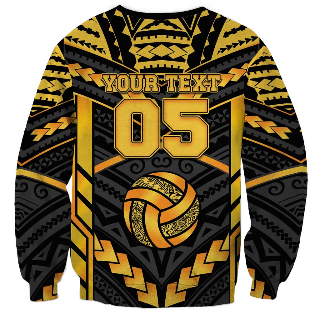 Custom Polynesia Beach Volleyball Sweatshirt Gold Polynesian Tribal Pattern LT05 - Polynesian Pride