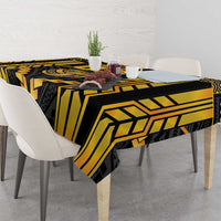 Custom Polynesia Beach Volleyball Tablecloth Gold Polynesian Tribal Pattern LT05 - Polynesian Pride