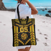 Custom Polynesia Beach Volleyball Tote Bag Gold Polynesian Tribal Pattern - Polynesian Pride
