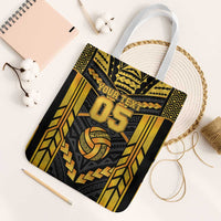 Custom Polynesia Beach Volleyball Tote Bag Gold Polynesian Tribal Pattern - Polynesian Pride
