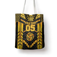 Custom Polynesia Beach Volleyball Tote Bag Gold Polynesian Tribal Pattern - Polynesian Pride