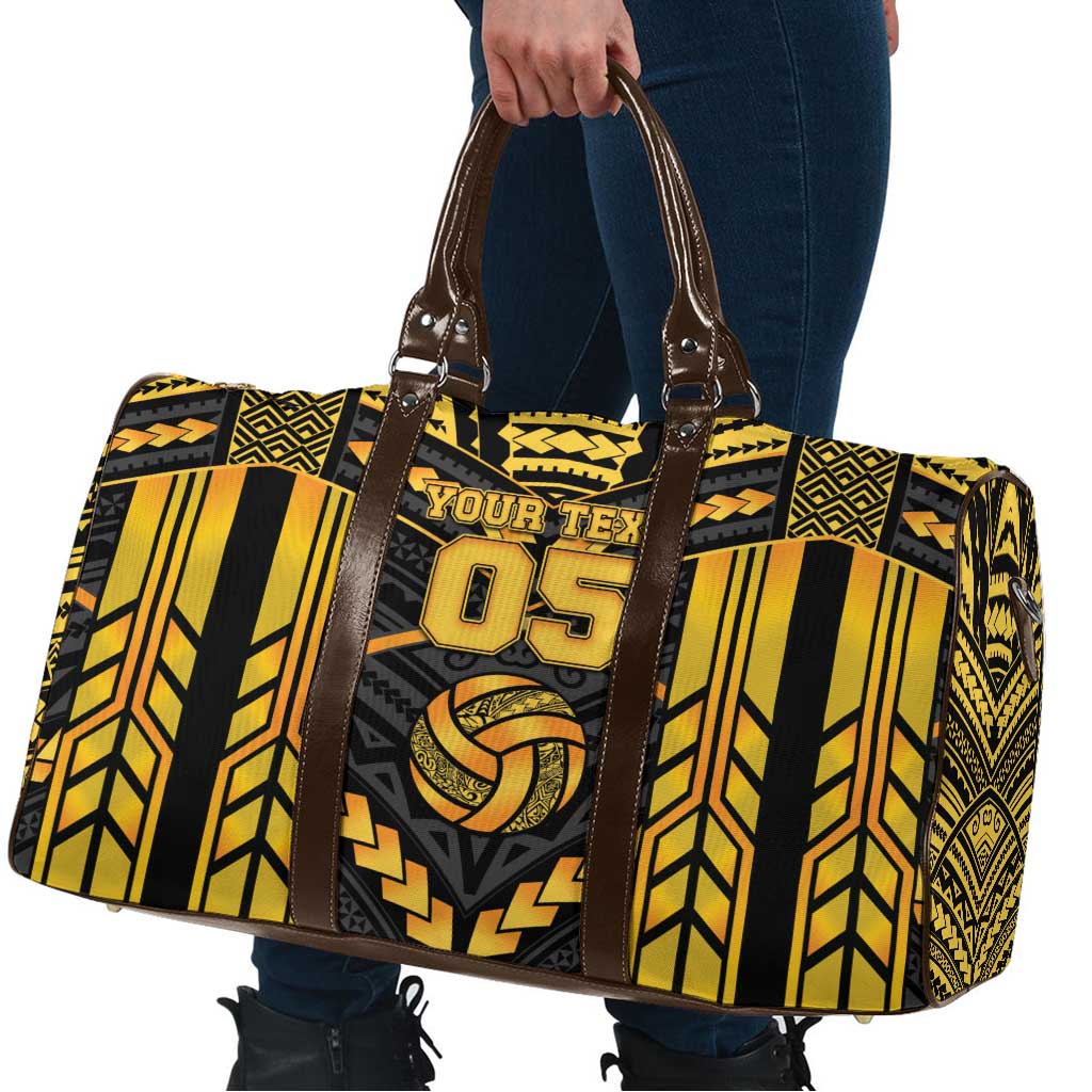 Custom Polynesia Beach Volleyball Travel Bag Gold Polynesian Tribal Pattern - Polynesian Pride