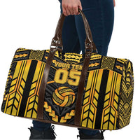 Custom Polynesia Beach Volleyball Travel Bag Gold Polynesian Tribal Pattern - Polynesian Pride