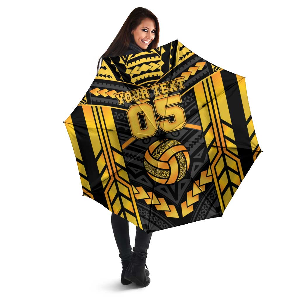 Custom Polynesia Beach Volleyball Umbrella Gold Polynesian Tribal Pattern LT05 - Polynesian Pride