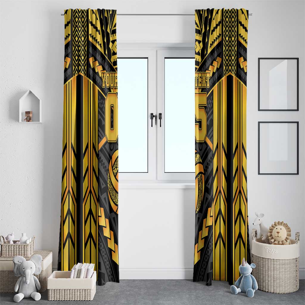 Custom Polynesia Beach Volleyball Window Curtain Gold Polynesian Tribal Pattern - Polynesian Pride