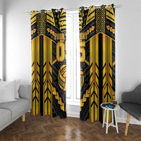 Custom Polynesia Beach Volleyball Window Curtain Gold Polynesian Tribal Pattern - Polynesian Pride