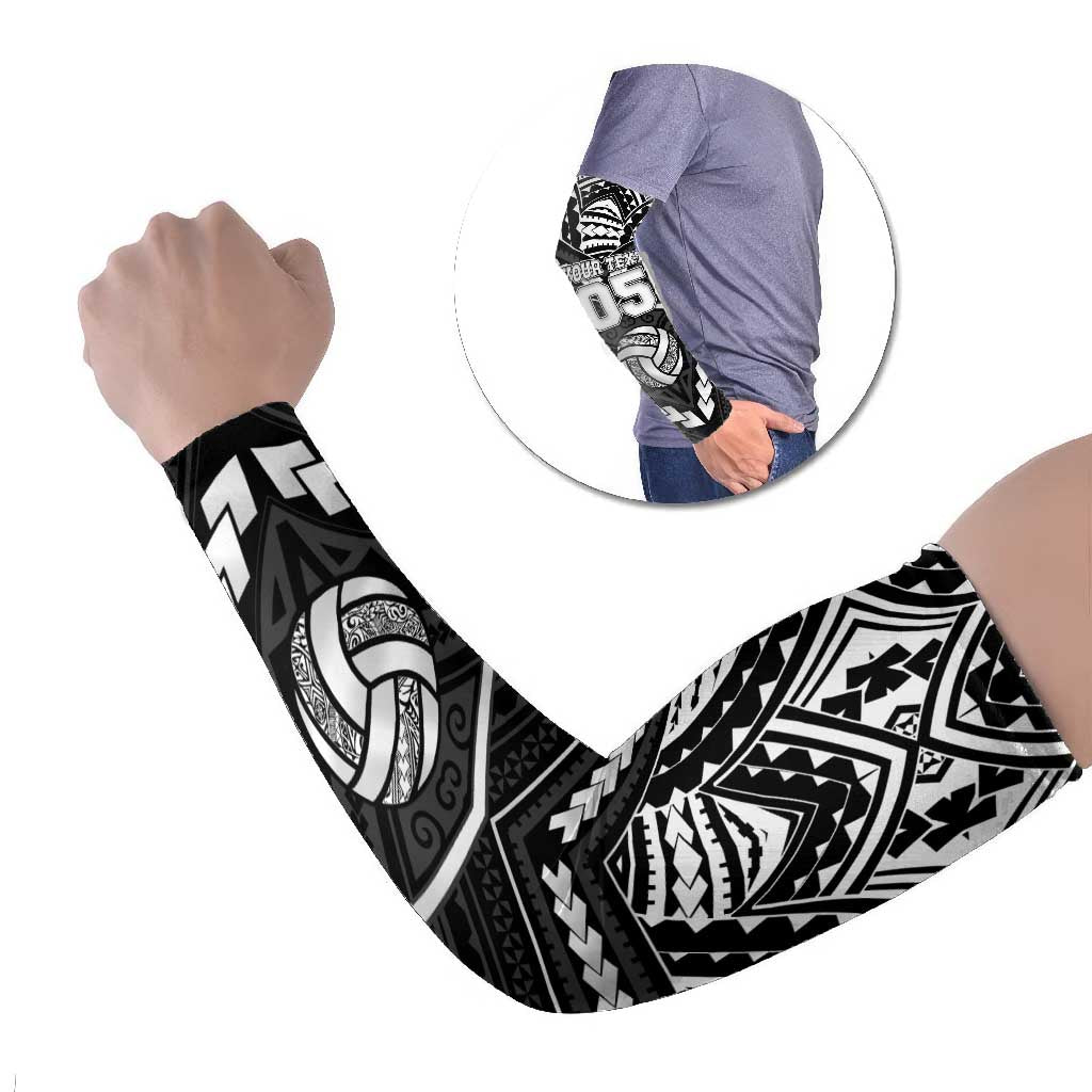 Custom Polynesia Beach Volleyball Arm Sleeves Polynesian Tribal Pattern LT05 Set of 2 Black - Polynesian Pride