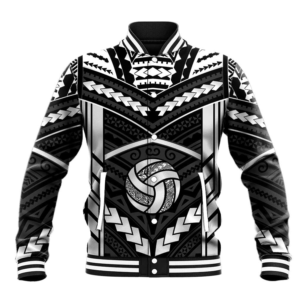 Custom Polynesia Beach Volleyball Baseball Jacket Polynesian Tribal Pattern LT05 Unisex Black - Polynesian Pride