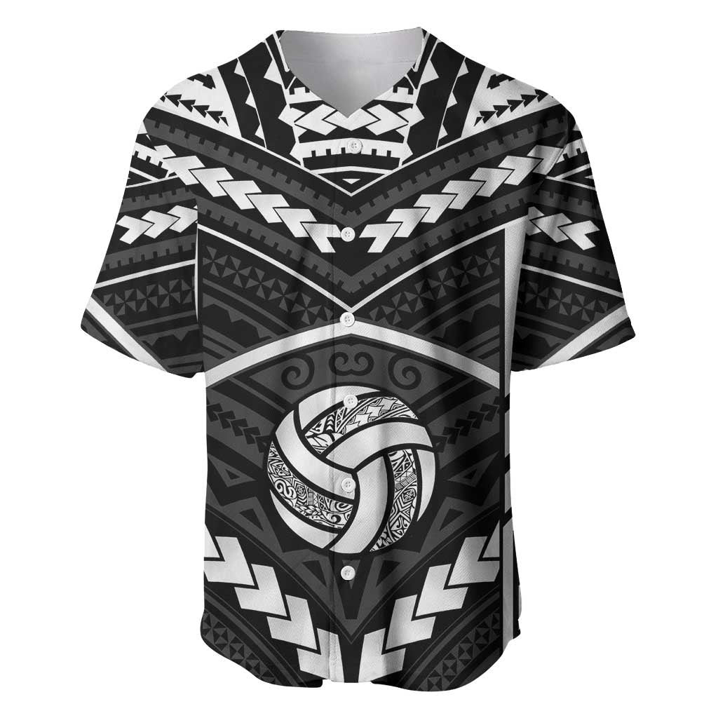 Custom Polynesia Beach Volleyball Baseball Jersey Polynesian Tribal Pattern LT05 Black - Polynesian Pride