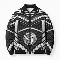 Custom Polynesia Beach Volleyball Bomber Puffer Jacket Polynesian Tribal Pattern LT05 Unisex Black - Polynesian Pride