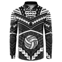Custom Polynesia Beach Volleyball Button Sweatshirt Polynesian Tribal Pattern LT05 Black - Polynesian Pride