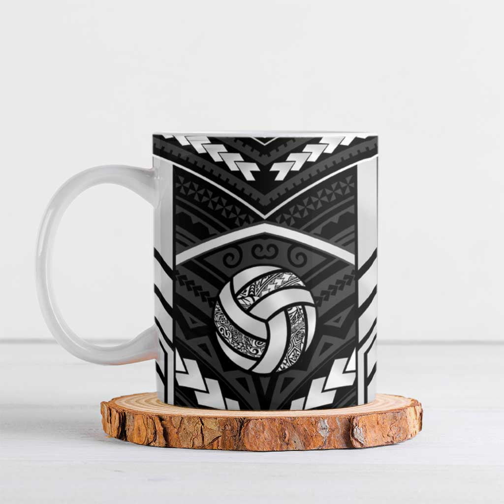 Custom Polynesia Beach Volleyball Ceramic Mug Polynesian Tribal Pattern LT05 Black - Polynesian Pride