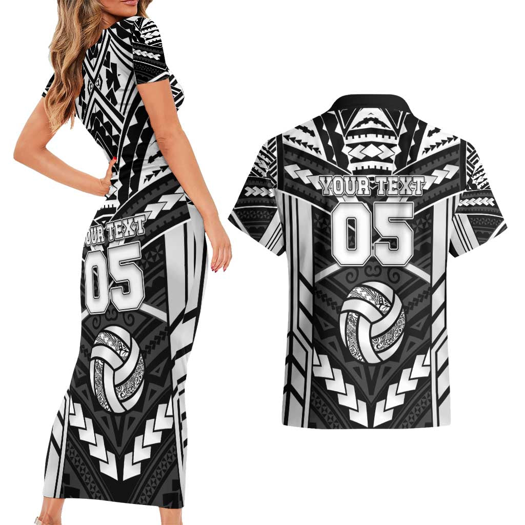 Custom Polynesia Beach Volleyball Couples Matching Short Sleeve Bodycon Dress and Hawaiian Shirt Polynesian Tribal Pattern - Polynesian Pride