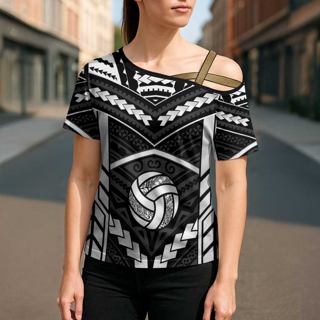 Custom Polynesia Beach Volleyball Cross Shoulder Shirt Polynesian Tribal Pattern LT05 - Polynesian Pride