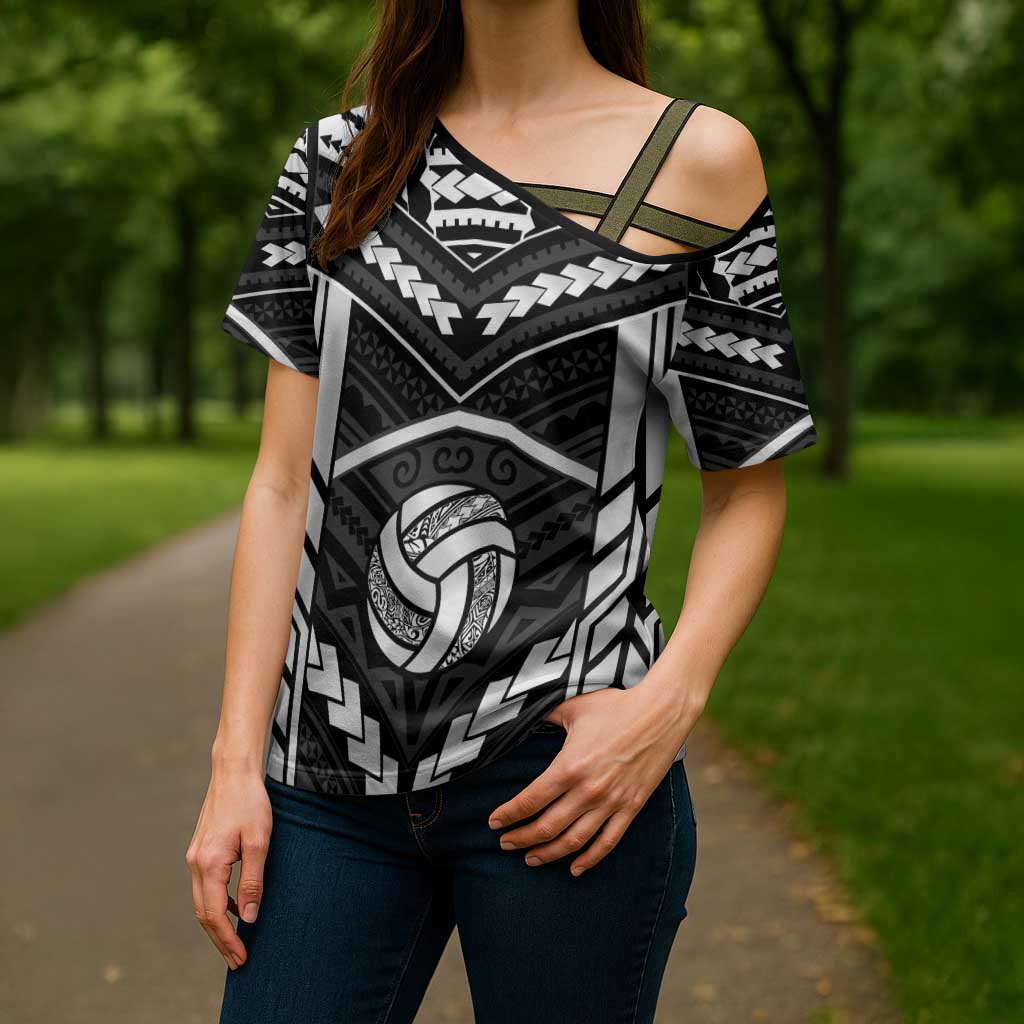 Custom Polynesia Beach Volleyball Cross Shoulder Shirt Polynesian Tribal Pattern LT05 - Polynesian Pride