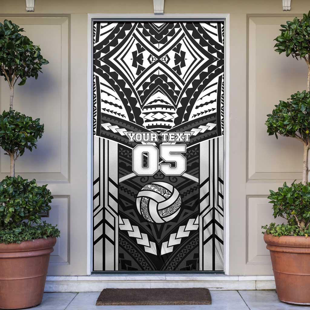 Custom Polynesia Beach Volleyball Door Cover Polynesian Tribal Pattern LT05 Black - Polynesian Pride