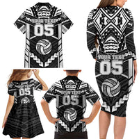 Custom Polynesia Beach Volleyball Family Matching Long Sleeve Bodycon Dress and Hawaiian Shirt Polynesian Tribal Pattern - Polynesian Pride