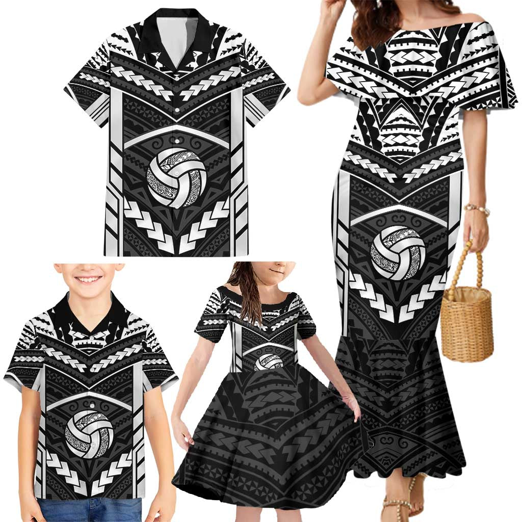 Custom Polynesia Beach Volleyball Family Matching Mermaid Dress and Hawaiian Shirt Polynesian Tribal Pattern - Polynesian Pride