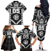 Custom Polynesia Beach Volleyball Family Matching Off The Shoulder Long Sleeve Dress and Hawaiian Shirt Polynesian Tribal Pattern - Polynesian Pride