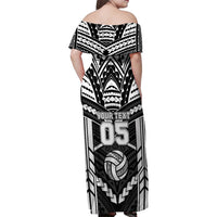 Custom Polynesia Beach Volleyball Family Matching Off Shoulder Maxi Dress and Hawaiian Shirt Polynesian Tribal Pattern - Polynesian Pride
