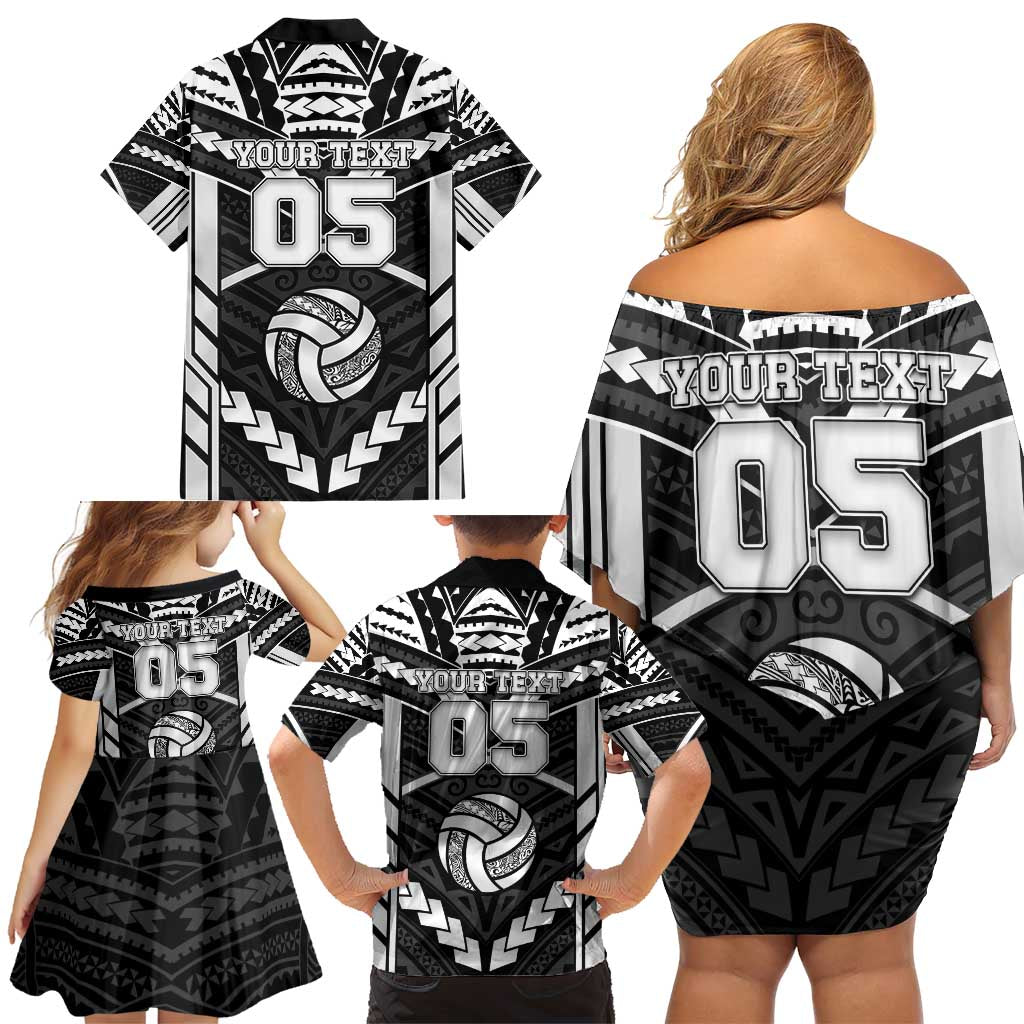 Custom Polynesia Beach Volleyball Family Matching Off Shoulder Short Dress and Hawaiian Shirt Polynesian Tribal Pattern - Polynesian Pride