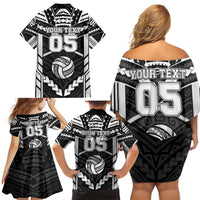 Custom Polynesia Beach Volleyball Family Matching Off Shoulder Short Dress and Hawaiian Shirt Polynesian Tribal Pattern - Polynesian Pride