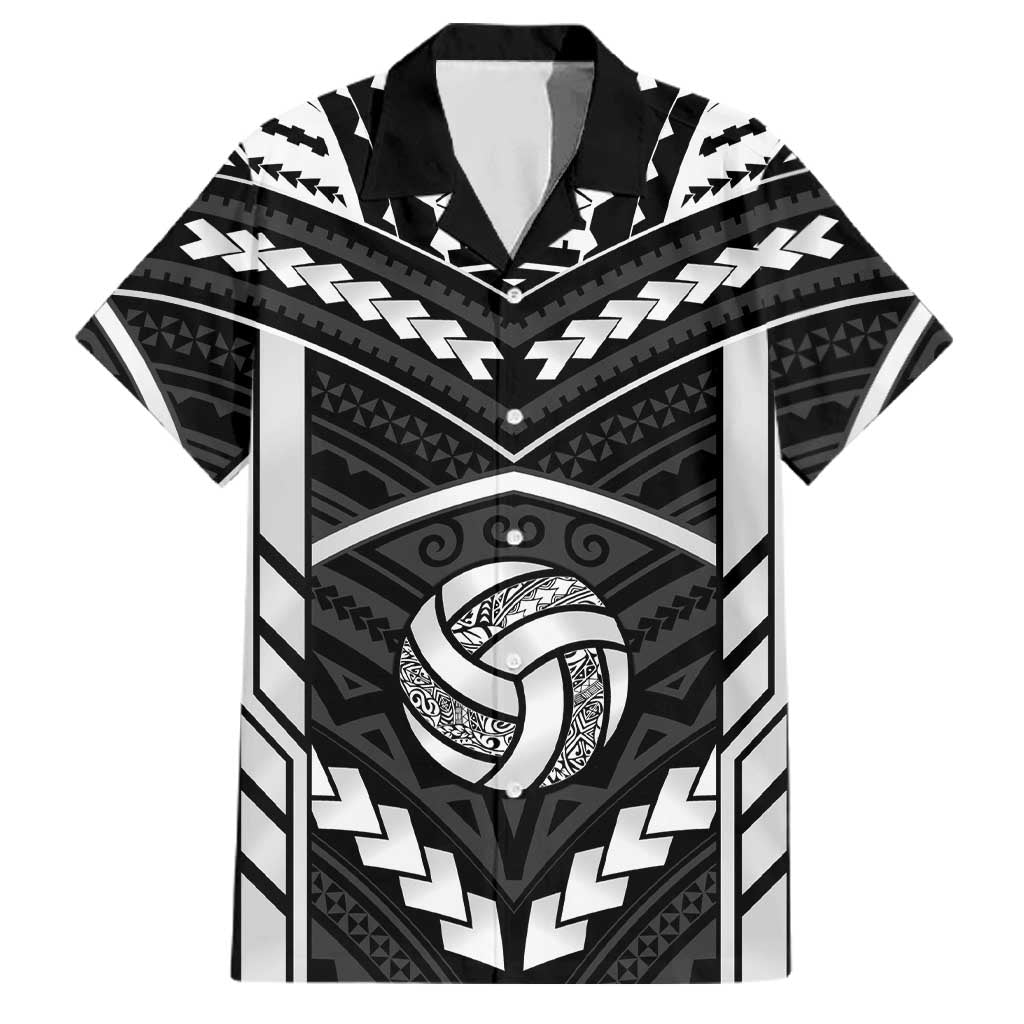 Custom Polynesia Beach Volleyball Family Matching Puletasi and Hawaiian Shirt Polynesian Tribal Pattern LT05 Dad's Shirt - Short Sleeve Black - Polynesian Pride