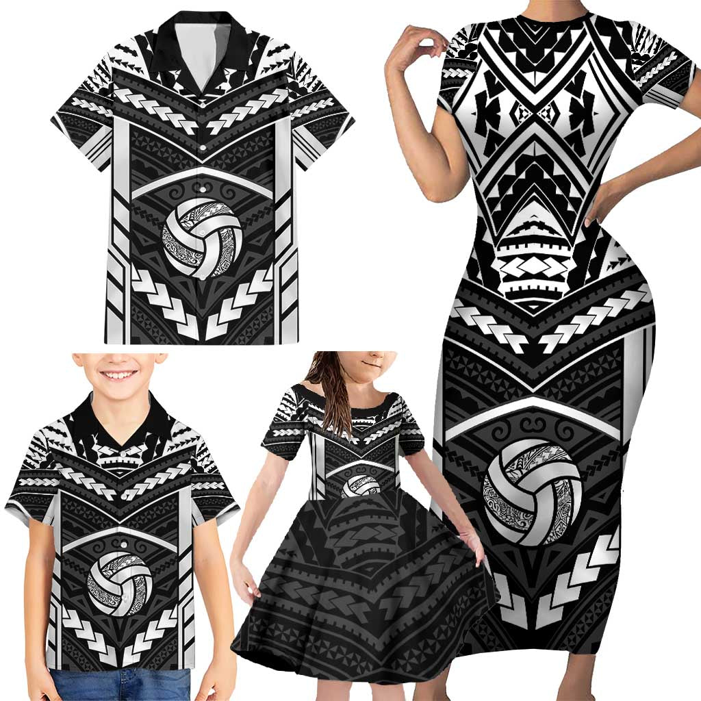 Custom Polynesia Beach Volleyball Family Matching Short Sleeve Bodycon Dress and Hawaiian Shirt Polynesian Tribal Pattern - Polynesian Pride