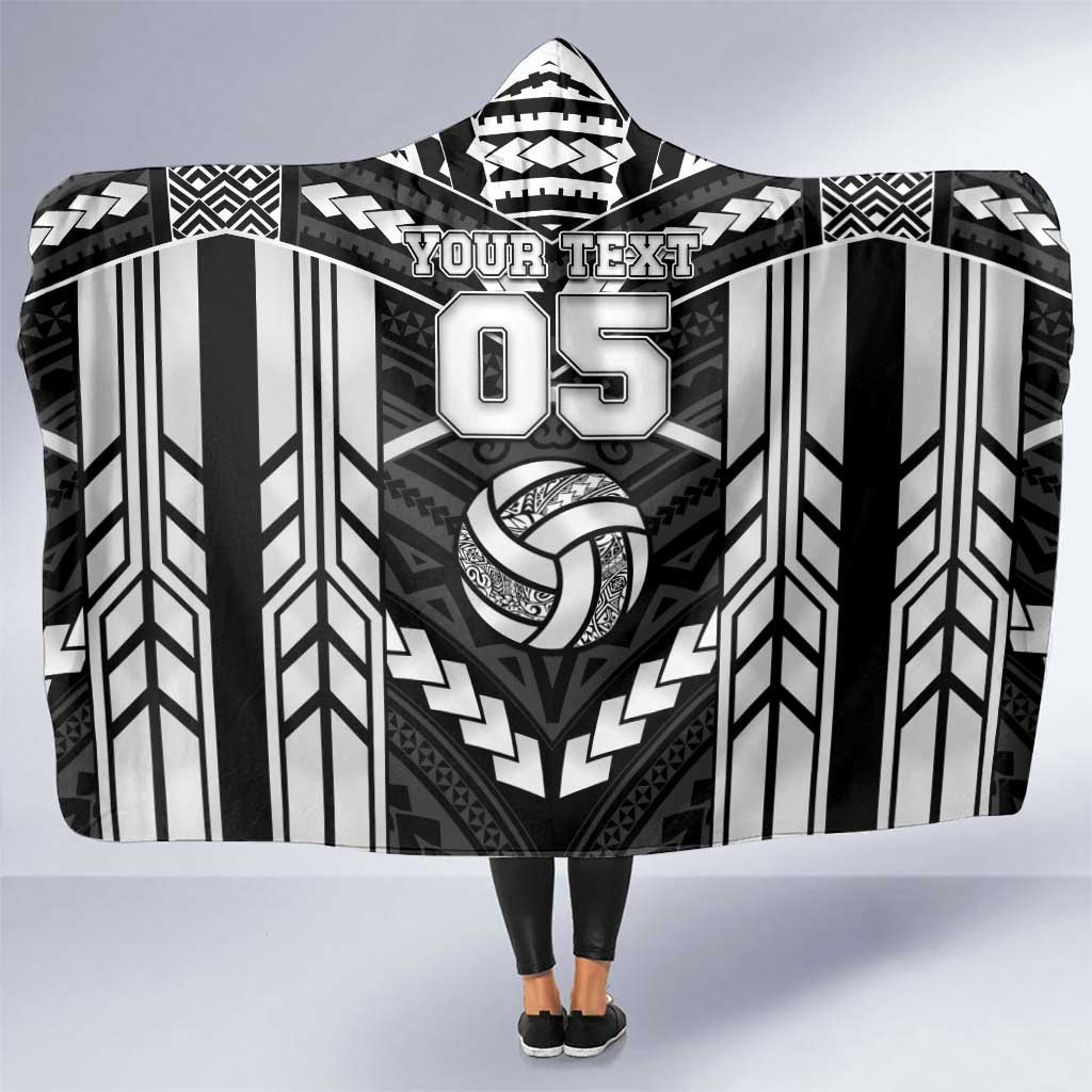 Custom Polynesia Beach Volleyball Hooded Blanket Polynesian Tribal Pattern LT05 One Size Black - Polynesian Pride