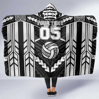 Custom Polynesia Beach Volleyball Hooded Blanket Polynesian Tribal Pattern LT05 One Size Black - Polynesian Pride