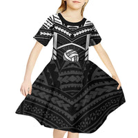 Custom Polynesia Beach Volleyball Kid Short Sleeve Dress Polynesian Tribal Pattern - Polynesian Pride