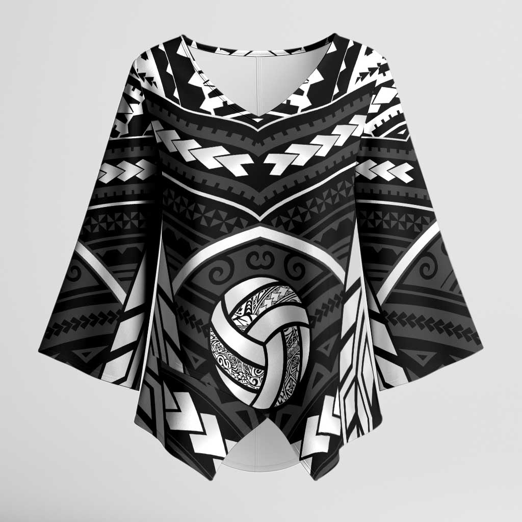 Custom Polynesia Beach Volleyball Kimono Sleeve Blouse Polynesian Tribal Pattern LT05 Female Black - Polynesian Pride