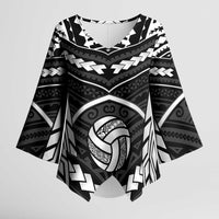 Custom Polynesia Beach Volleyball Kimono Sleeve Blouse Polynesian Tribal Pattern LT05 Female Black - Polynesian Pride