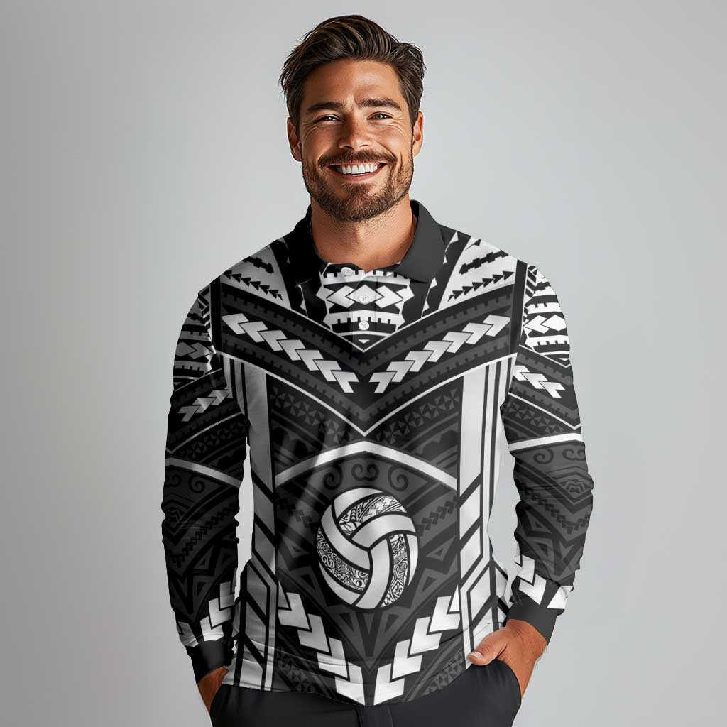 Custom Polynesia Beach Volleyball Long Sleeve Polo Shirt Polynesian Tribal Pattern LT05 - Polynesian Pride