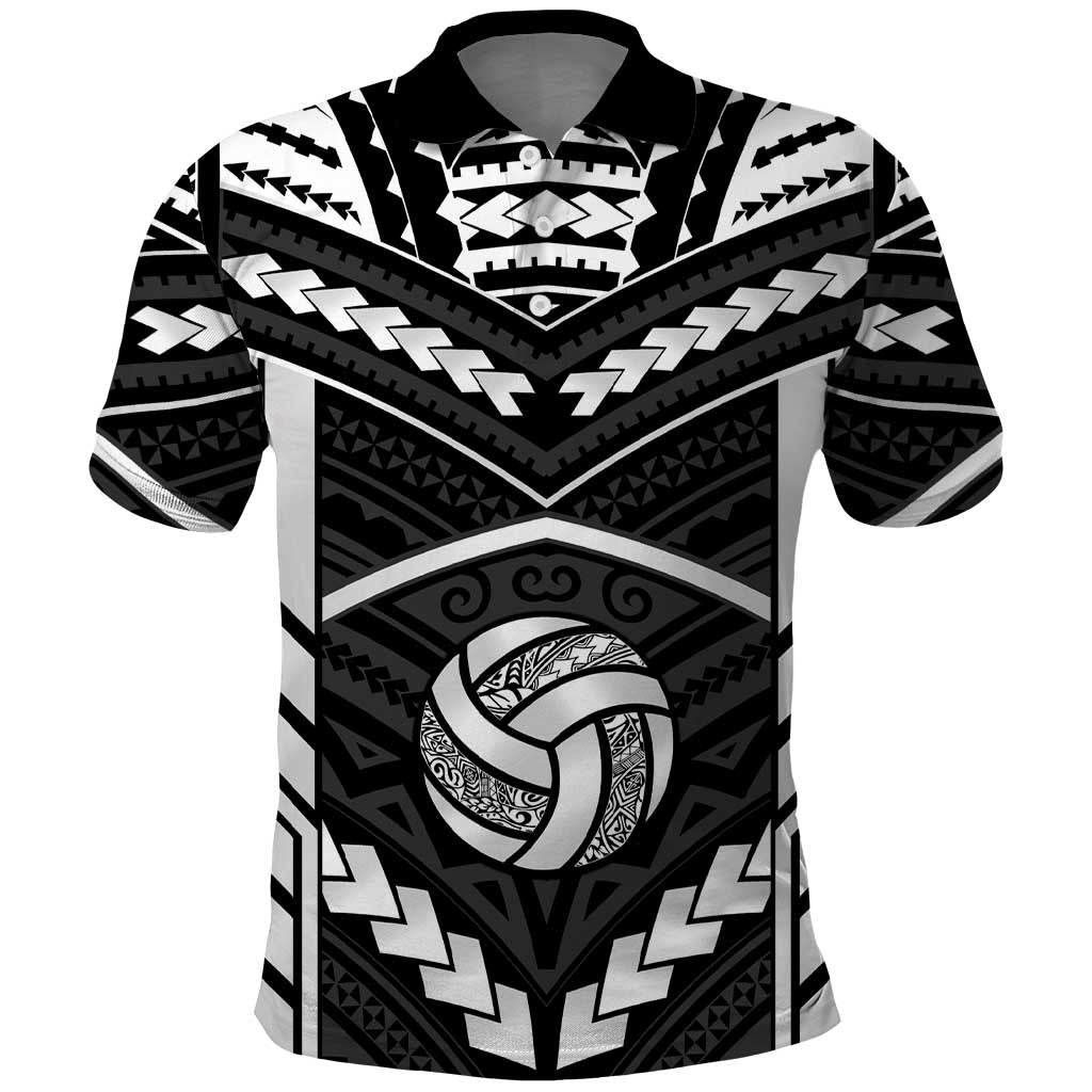 Custom Polynesia Beach Volleyball Polo Shirt Polynesian Tribal Pattern LT05 Black - Polynesian Pride