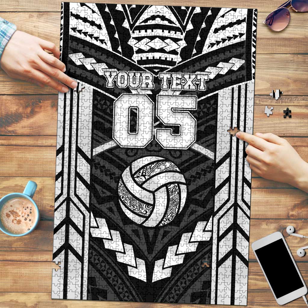 Custom Polynesia Beach Volleyball Puzzle Polynesian Tribal Pattern LT05 Black - Polynesian Pride