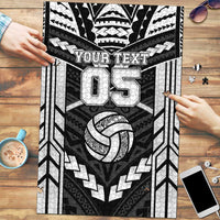 Custom Polynesia Beach Volleyball Puzzle Polynesian Tribal Pattern LT05 Black - Polynesian Pride