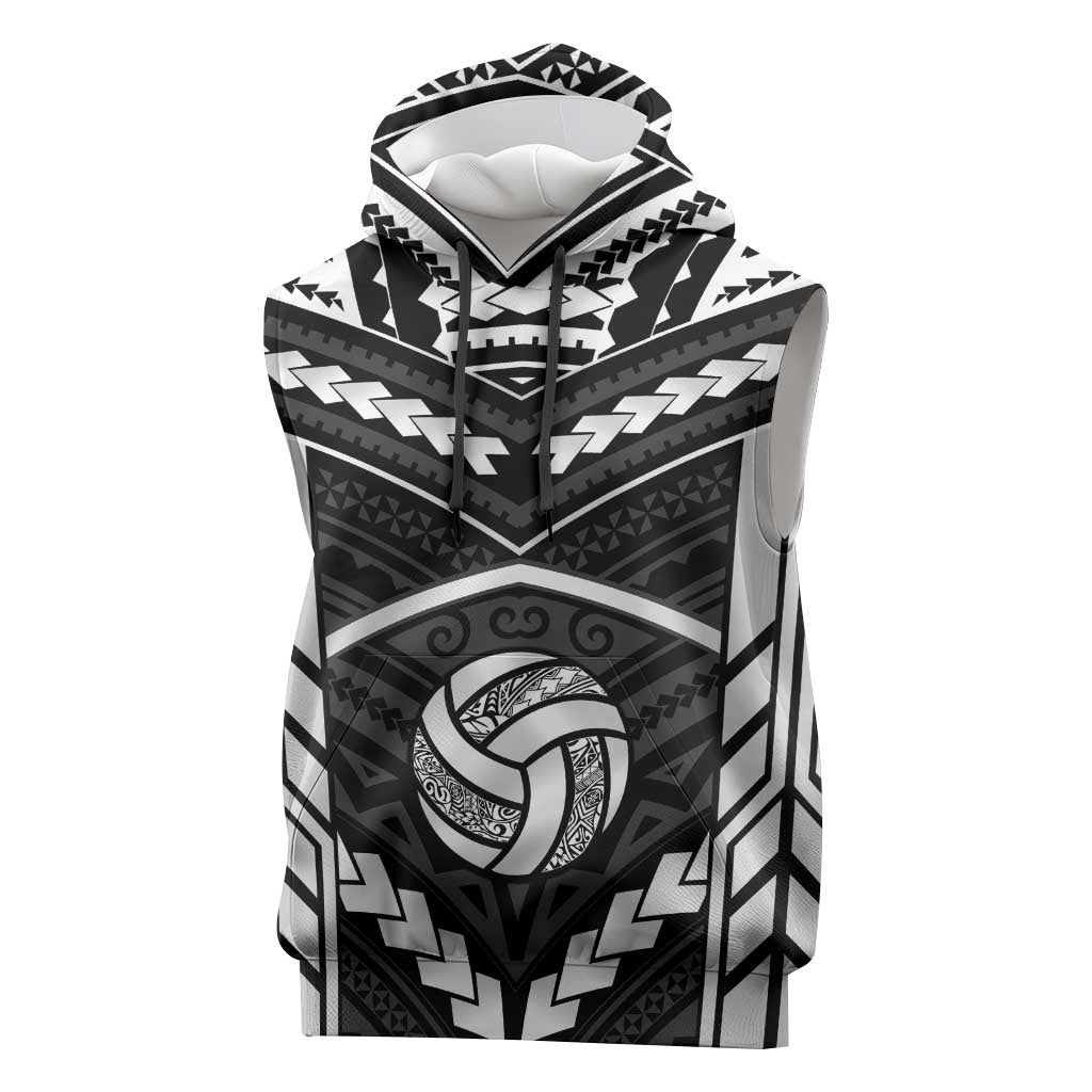 Custom Polynesia Beach Volleyball Sleeveless Hoodie Polynesian Tribal Pattern LT05 Black - Polynesian Pride