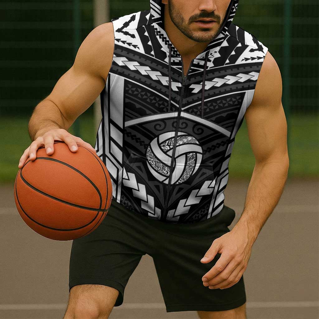 Custom Polynesia Beach Volleyball Sleeveless Zip Hoodie Polynesian Tribal Pattern LT05 - Polynesian Pride
