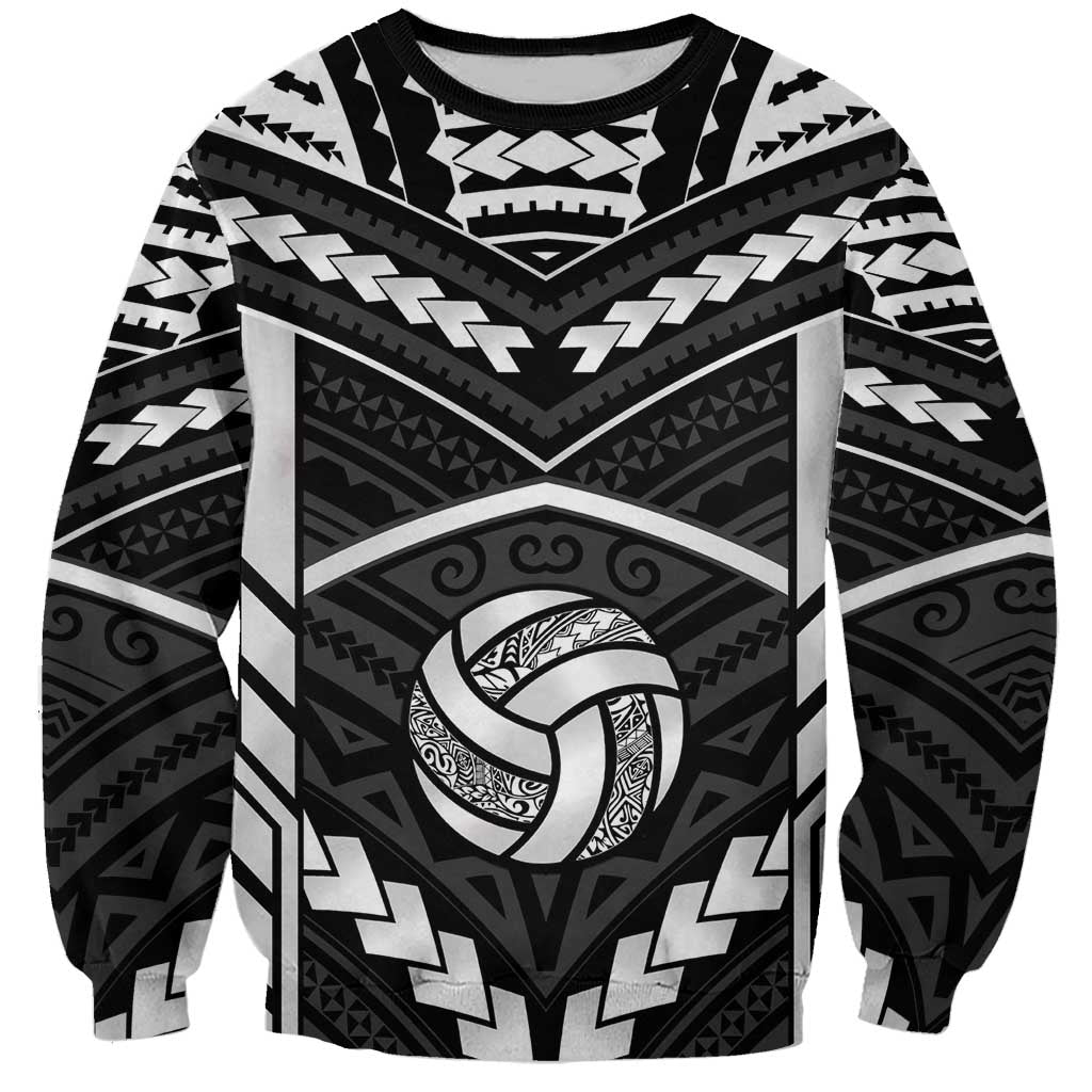 Custom Polynesia Beach Volleyball Sweatshirt Polynesian Tribal Pattern LT05 Unisex Black - Polynesian Pride