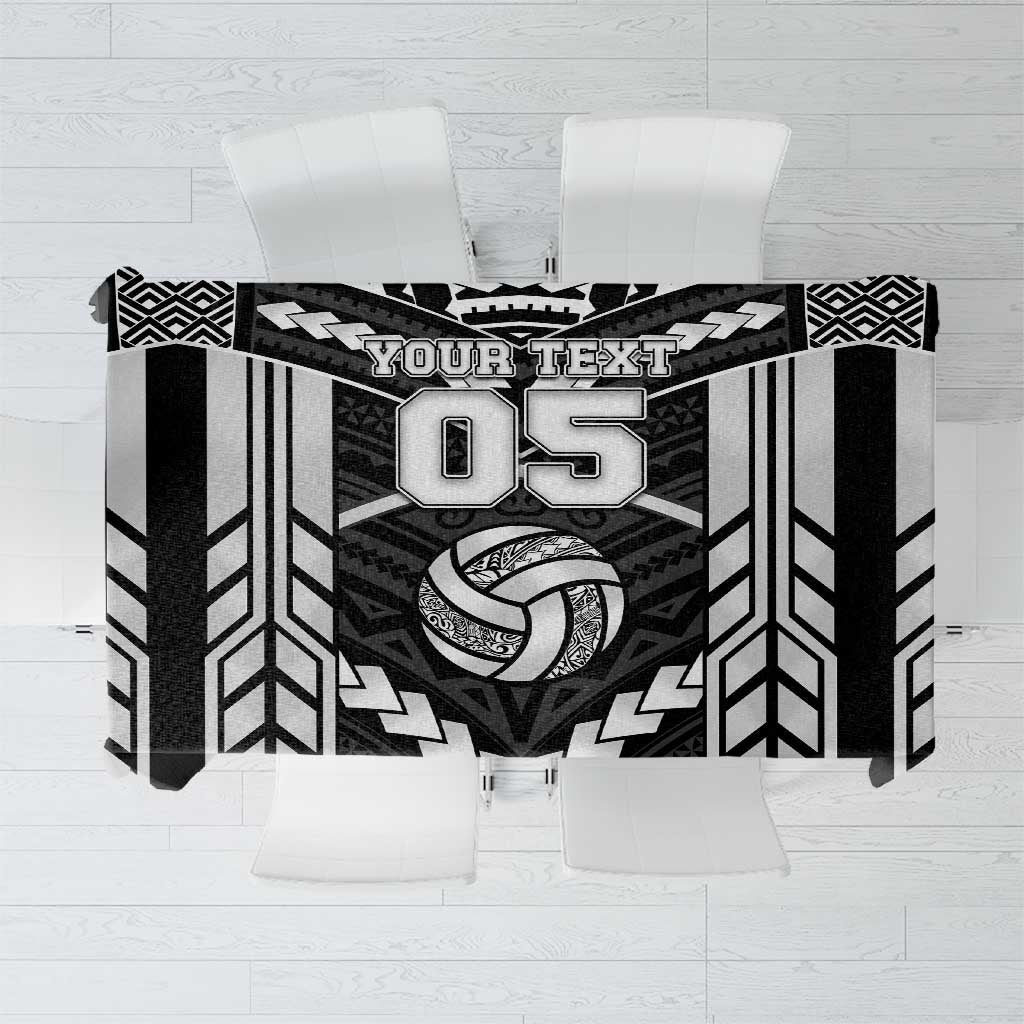 Custom Polynesia Beach Volleyball Tablecloth Polynesian Tribal Pattern LT05 Black - Polynesian Pride