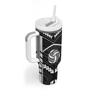 Custom Polynesia Beach Volleyball Tumbler With Handle Polynesian Tribal Pattern - Polynesian Pride
