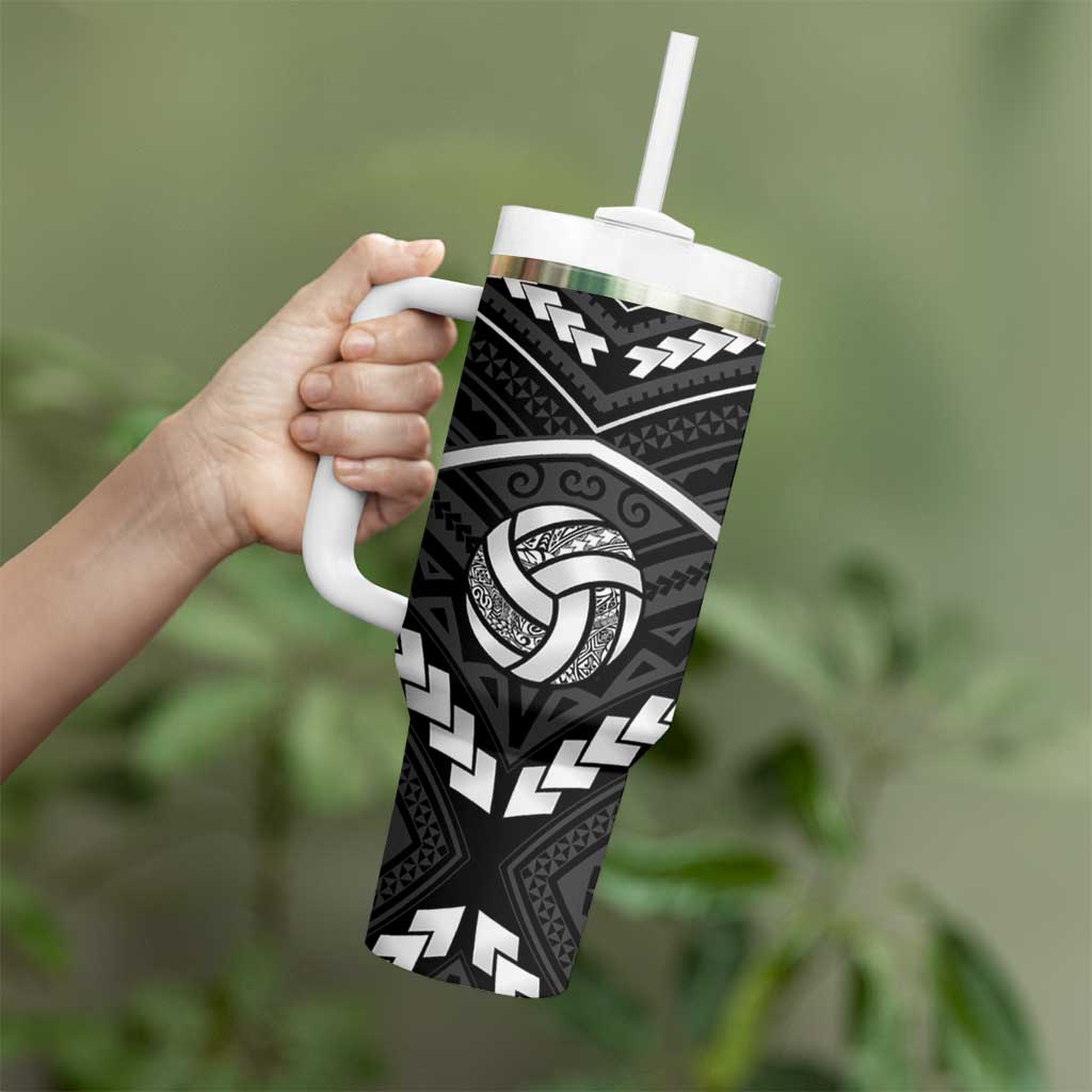 Custom Polynesia Beach Volleyball Tumbler With Handle Polynesian Tribal Pattern - Polynesian Pride