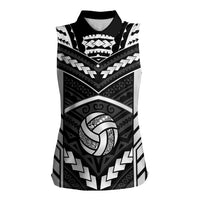 Custom Polynesia Beach Volleyball Women Sleeveless Polo Shirt Polynesian Tribal Pattern LT05 Female Black - Polynesian Pride