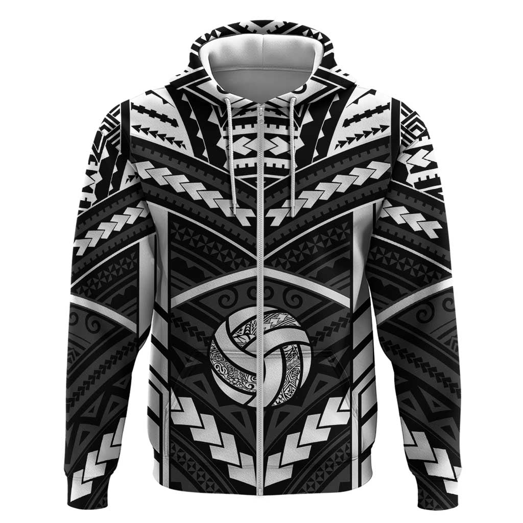 Custom Polynesia Beach Volleyball Zip Hoodie Polynesian Tribal Pattern LT05 Zip Hoodie Black - Polynesian Pride