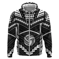 Custom Polynesia Beach Volleyball Zip Hoodie Polynesian Tribal Pattern LT05 Zip Hoodie Black - Polynesian Pride