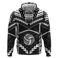 Custom Polynesia Beach Volleyball Zip Hoodie Polynesian Tribal Pattern LT05 Pullover Hoodie Black - Polynesian Pride
