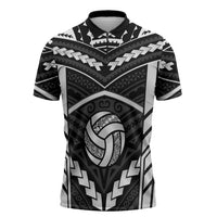 Custom Polynesia Beach Volleyball Zipper Polo Shirt Polynesian Tribal Pattern LT05 Black - Polynesian Pride