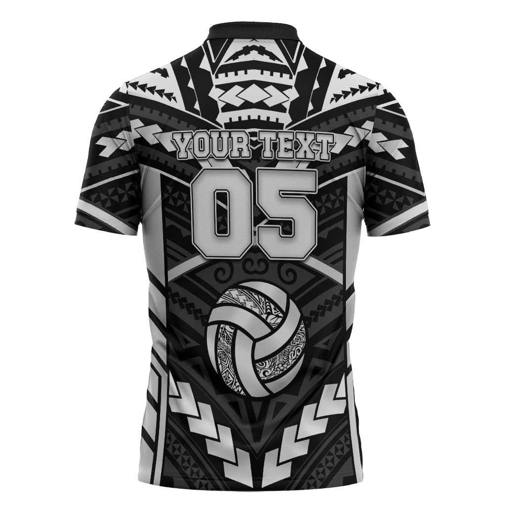 Custom Polynesia Beach Volleyball Zipper Polo Shirt Polynesian Tribal Pattern LT05 - Polynesian Pride