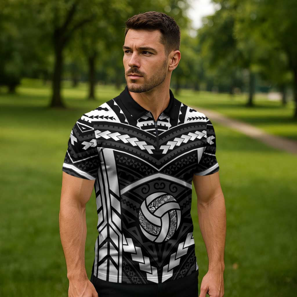 Custom Polynesia Beach Volleyball Zipper Polo Shirt Polynesian Tribal Pattern LT05 - Polynesian Pride